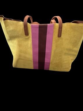 Mustard suede shoulder tote